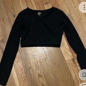 Black Long Sleeve Crop Top